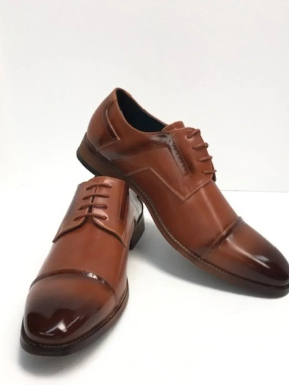 Amali Men's Tan Dress Shoes Oxfords Leather Lined Cap Toe Sizes 9.5 - 13